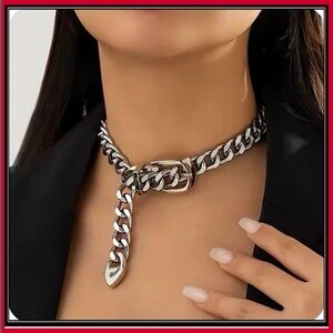 NEW SILVER DOG STATEMENT CHAIN GOTH CHOKER ADJUSTABLE NECKLACE